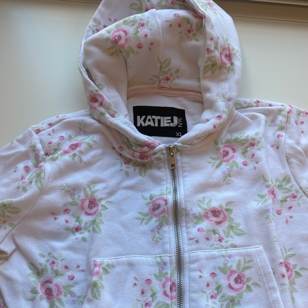 Katie J NYC Floral Hoodie - Pink and Green
